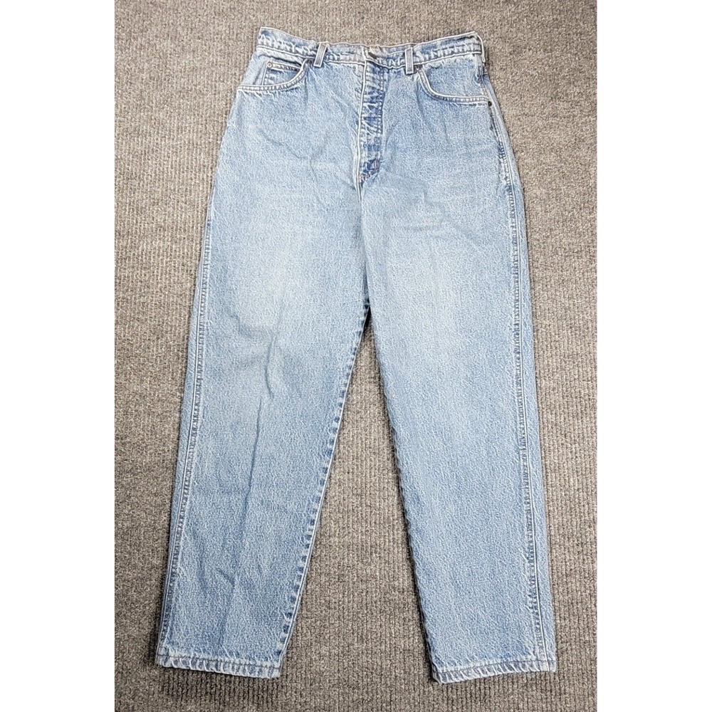 Vintage Lands End High Rise Straight Leg Jeans Light Wash Women 14 Made In USA